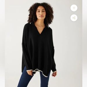 Mersea Marina Polo Sweater in Black/Sand